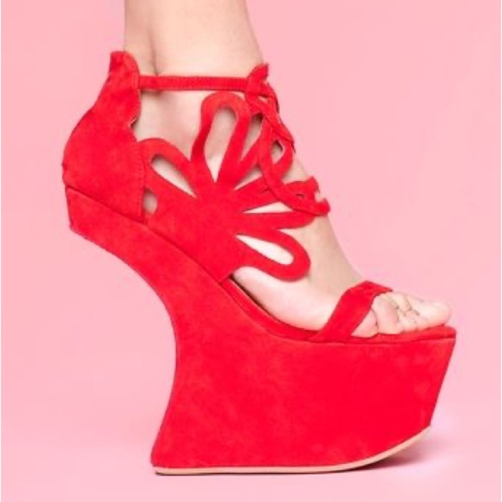 Jeffrey Campbell Corleone red flower heel size 7